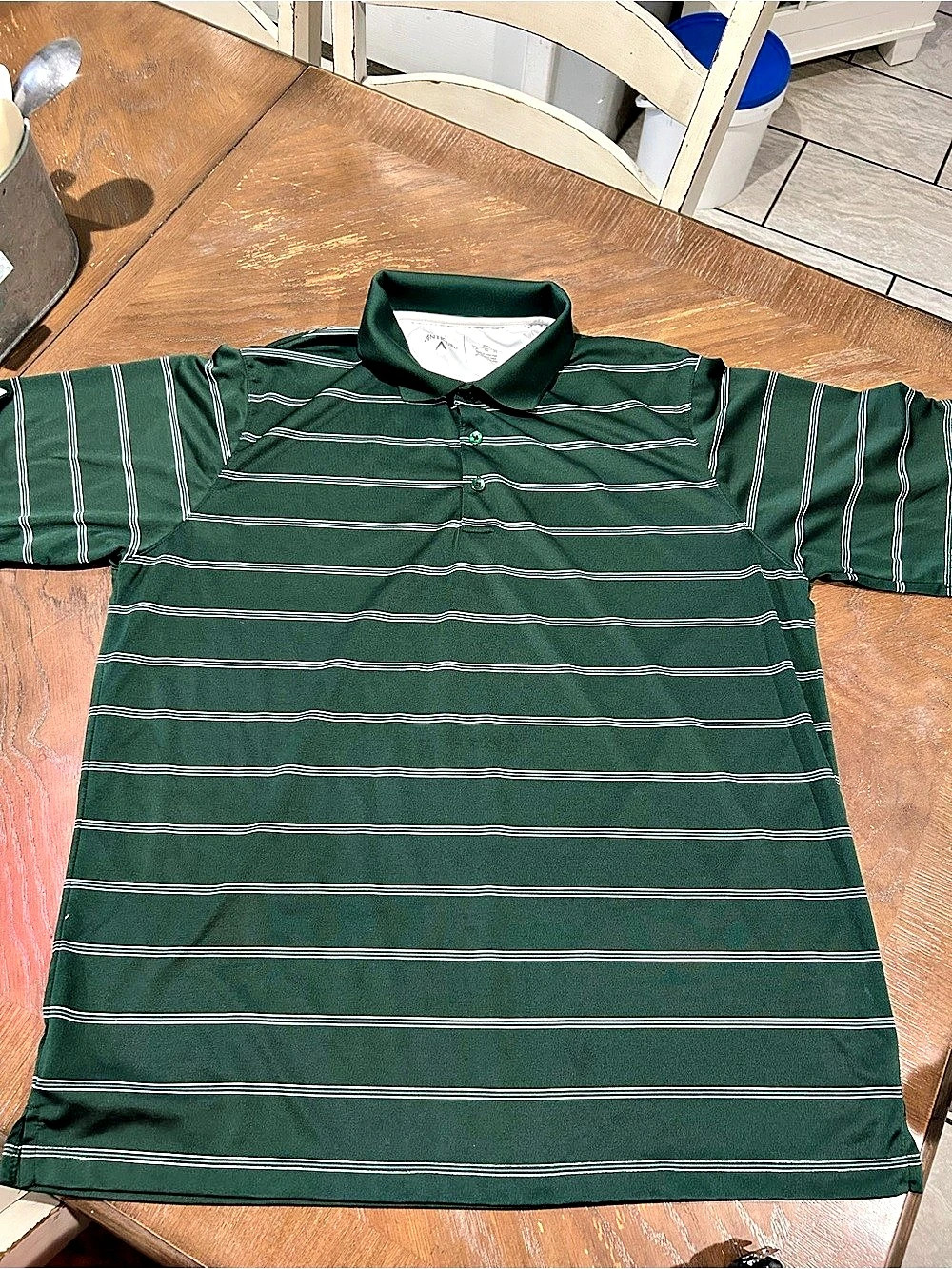 Antigua Striped Polo Green & White Size XL